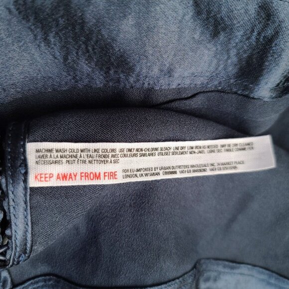 Free People Intimately Oh My Shine Satin Jumpsuit M Navy Blue Side Buttons NWOT - Picture 9 of 10